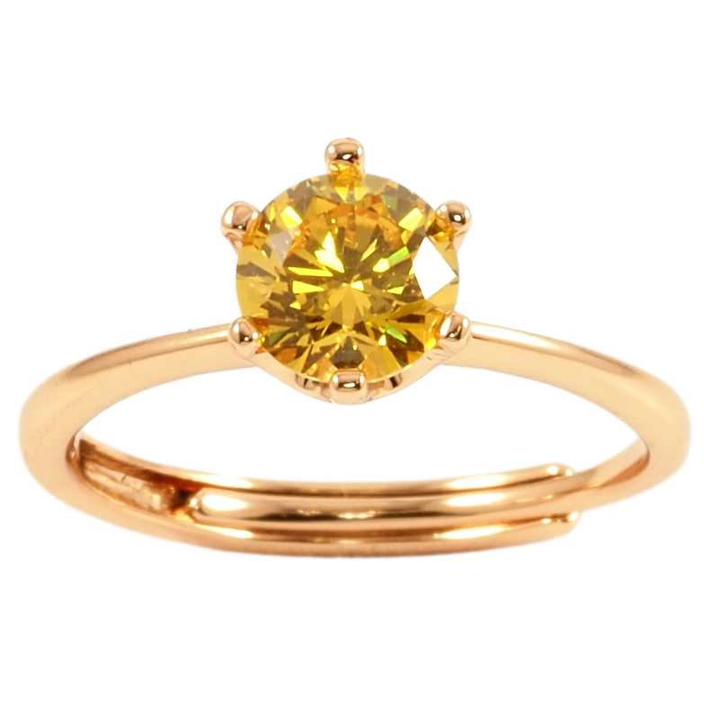 Каблучка Xuping Позолота 18K «Лимонний фіаніт, ø 6мм» фото №12