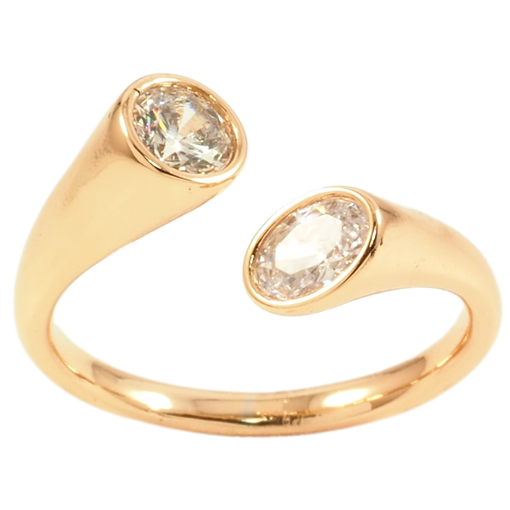 Каблучка Xuping Позолота 18K «Два кристали» фото №7 Каблучка Xuping Позолота 18K «Два кристали» фото №7