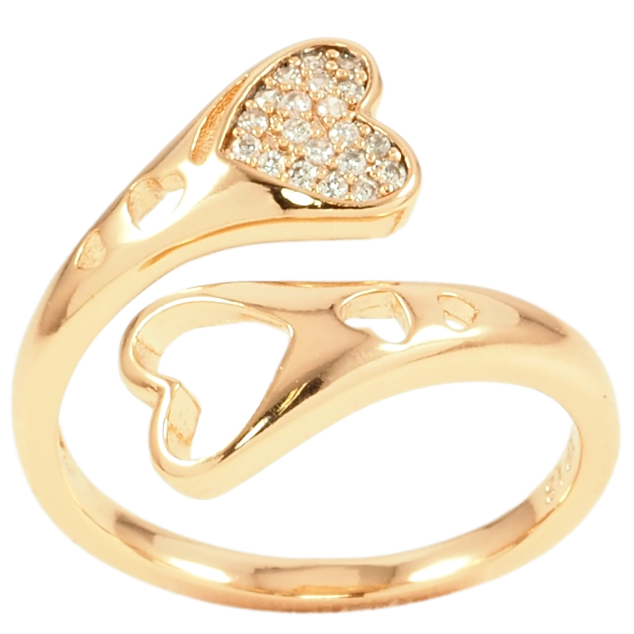 Каблучка Xuping Позолота 18K «Сердечка з цирконієм» фото №1