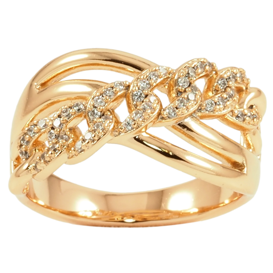 Каблучка Xuping Позолота 18K «Візерунок ланцюжок з цирконієм» фото №1 Каблучка Xuping Позолота 18K «Візерунок ланцюжок з цирконієм» фото №1