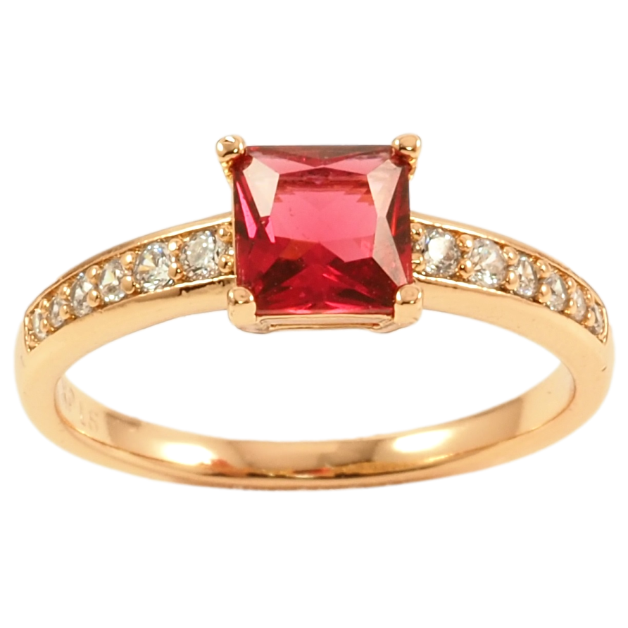 Каблучка Xuping Позолота 18K «Малиновий фіаніт на доріжці цирконію» фото №1