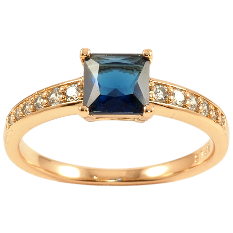 Каблучка Xuping Позолота 18K Синій фіаніт на доріжці цирконію фото №8 Каблучка Xuping Позолота 18K Синій фіаніт на доріжці цирконію фото №8