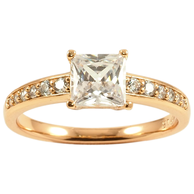 Кольцо Xuping Позолота 18K Фианит на дорожке циркония фото №3