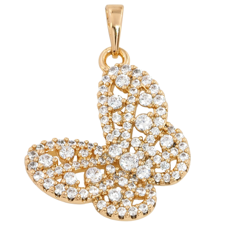 Кулон Xuping Позолота 18K Бабочка с инкрустацией цирконием для цепочки до 6мм фото №1