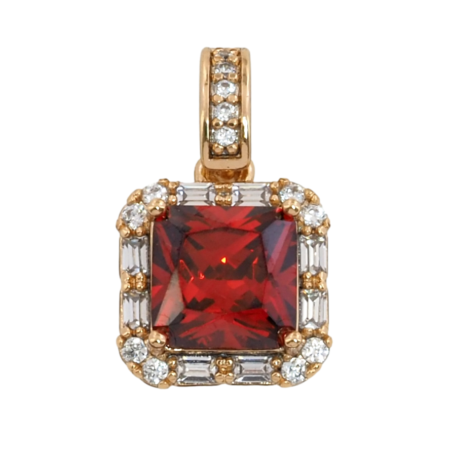 Кулон Xuping Позолота 18K Червоний фіаніт в обрамленні цирконію для ланцюжка до 4мм фото №1 Кулон Xuping Позолота 18K Червоний фіаніт в обрамленні цирконію для ланцюжка до 4мм фото №1