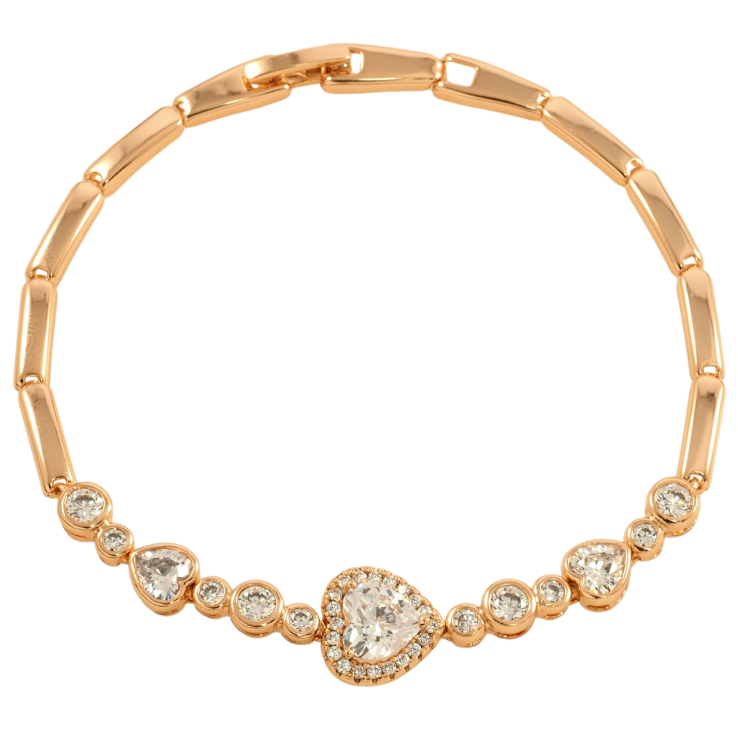 Браслет Xuping Позолота 18K Кристальные сердечки размер 19см х 3мм фото №7 Браслет Xuping Позолота 18K Кристальные сердечки размер 19см х 3мм фото №7