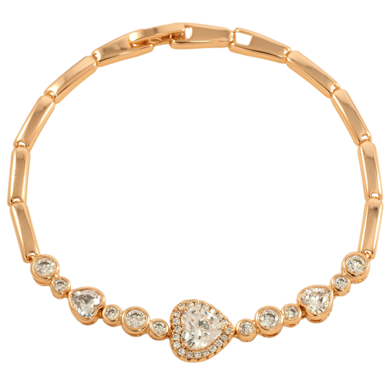Браслет Xuping Позолота 18K Кристальные сердечки размер 19см х 3мм фото №1 Браслет Xuping Позолота 18K Кристальные сердечки размер 19см х 3мм фото №1