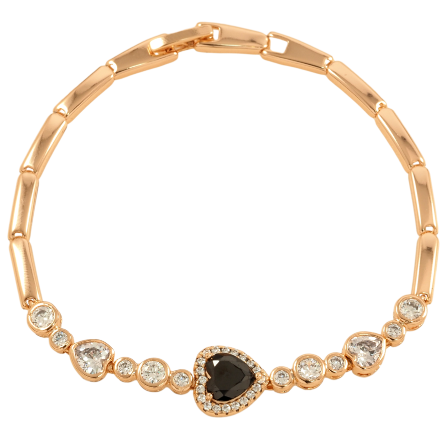 Браслет Xuping Позолота 18K Кристальные сердечки размер 19см х 3мм фото №1 Браслет Xuping Позолота 18K Кристальные сердечки размер 19см х 3мм фото №1