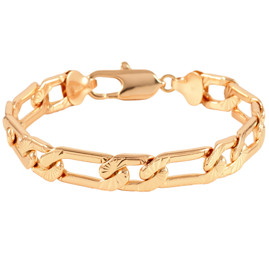 Браслет Xuping Позолота 18K Цепочка плетение Фигаро с узором размер 23.5см х 11мм фото №1 Браслет Xuping Позолота 18K Цепочка плетение Фигаро с узором размер 23.5см х 11мм фото №1