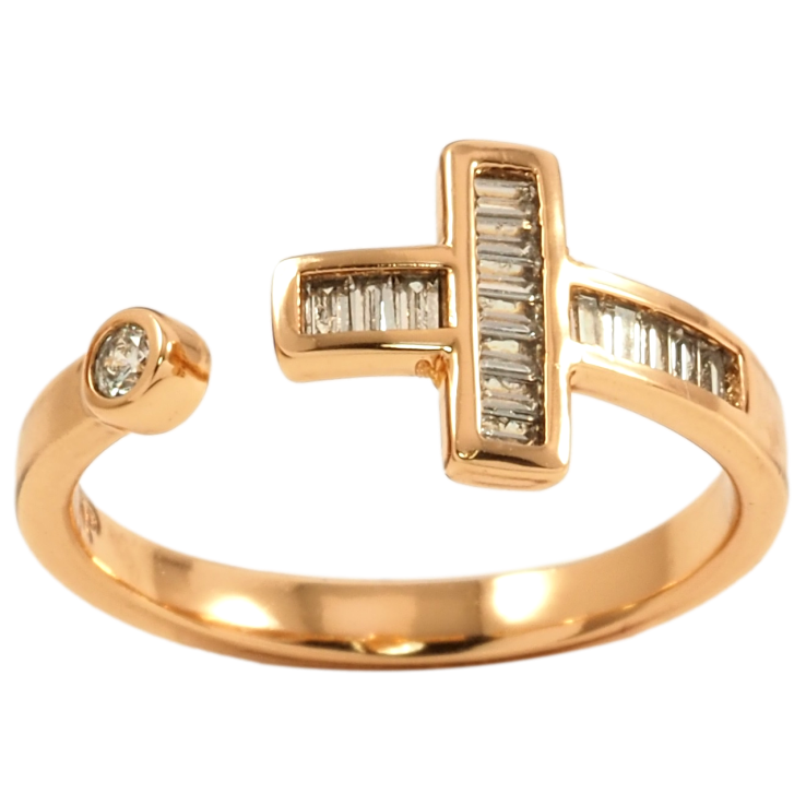 Каблучка Xuping Позолота 18K Хрестик з цирконієм фото №7 Каблучка Xuping Позолота 18K Хрестик з цирконієм фото №7