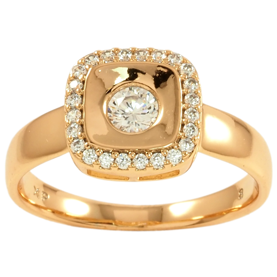 Каблучка Xuping Позолота 18K Квадратний купол з цирконієм фото №1 Каблучка Xuping Позолота 18K Квадратний купол з цирконієм фото №1