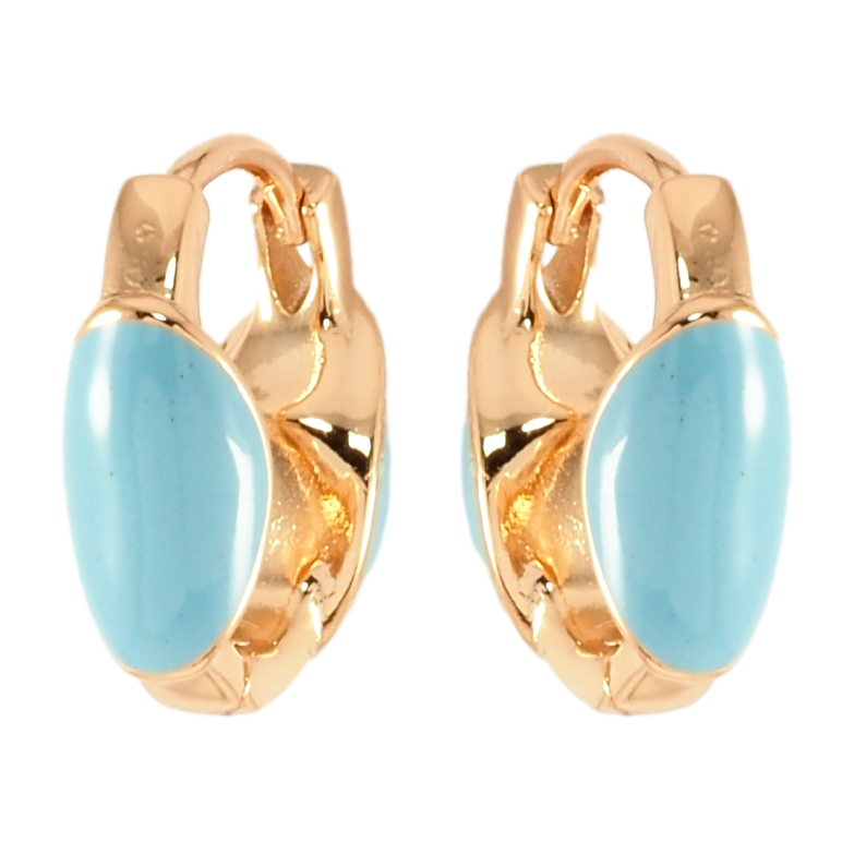 Сережки Xuping Позолота 18K колечка Візерунок блакитною емаллю фото №1 Сережки Xuping Позолота 18K колечка Візерунок блакитною емаллю фото №1