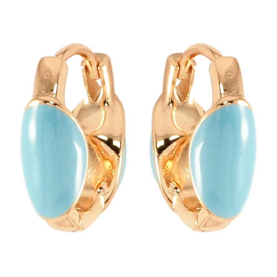 Серьги Xuping Позолота 18K колечки Узор голубой эмалью фото №1 Серьги Xuping Позолота 18K колечки Узор голубой эмалью фото №1