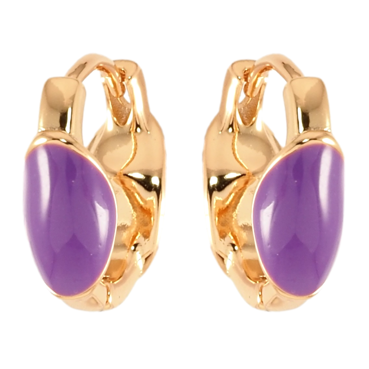 Сережки Xuping Позолота 18K колечка Візерунок бузковою емаллю фото №2 Сережки Xuping Позолота 18K колечка Візерунок бузковою емаллю фото №2