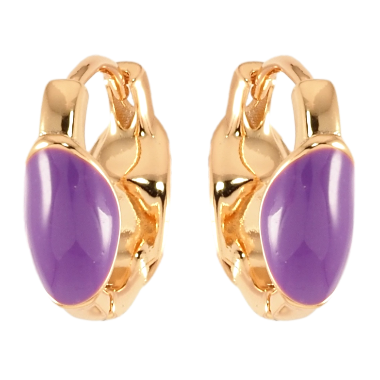 Серьги Xuping Позолота 18K колечки Узор сиреневой эмалью фото №1 Серьги Xuping Позолота 18K колечки Узор сиреневой эмалью фото №1