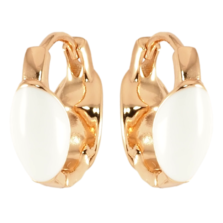 Серьги Xuping Позолота 18K колечки Узор белой эмалью фото №1 Серьги Xuping Позолота 18K колечки Узор белой эмалью фото №1
