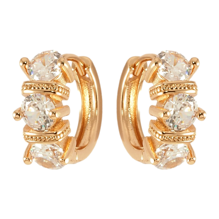 Серьги Xuping Позолота 18K колечки Три фианита фото №23 Серьги Xuping Позолота 18K колечки Три фианита фото №23