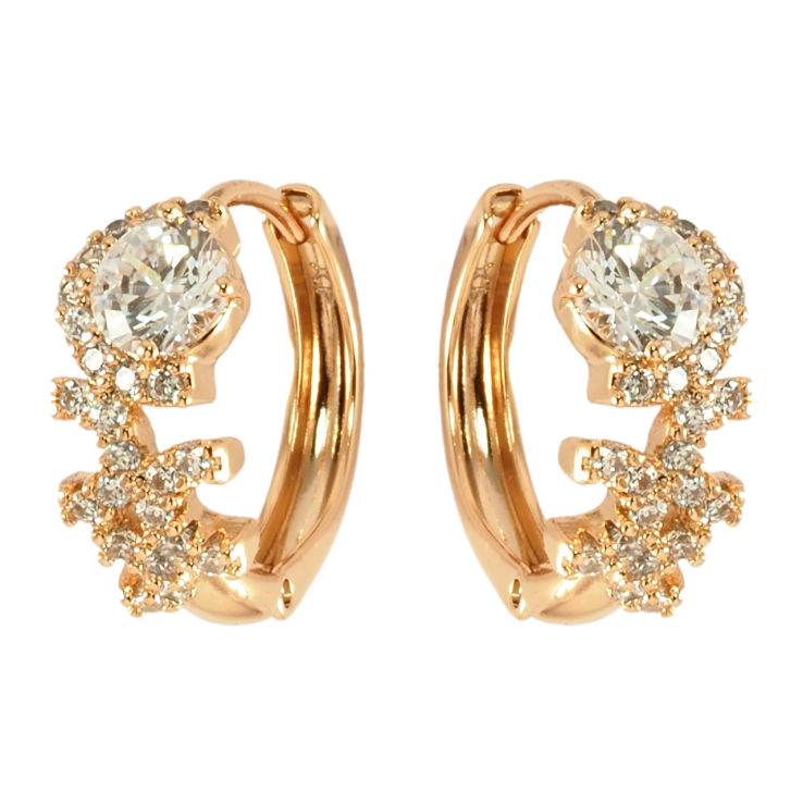 Серьги Xuping Позолота 18K колечки Инкрустация цирконием фото №6 Серьги Xuping Позолота 18K колечки Инкрустация цирконием фото №6