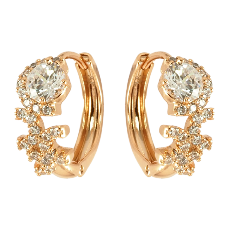 Серьги Xuping Позолота 18K колечки Инкрустация цирконием фото №1 Серьги Xuping Позолота 18K колечки Инкрустация цирконием фото №1