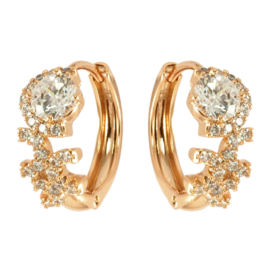 Серьги Xuping Позолота 18K колечки Инкрустация цирконием фото №1 Серьги Xuping Позолота 18K колечки Инкрустация цирконием фото №1