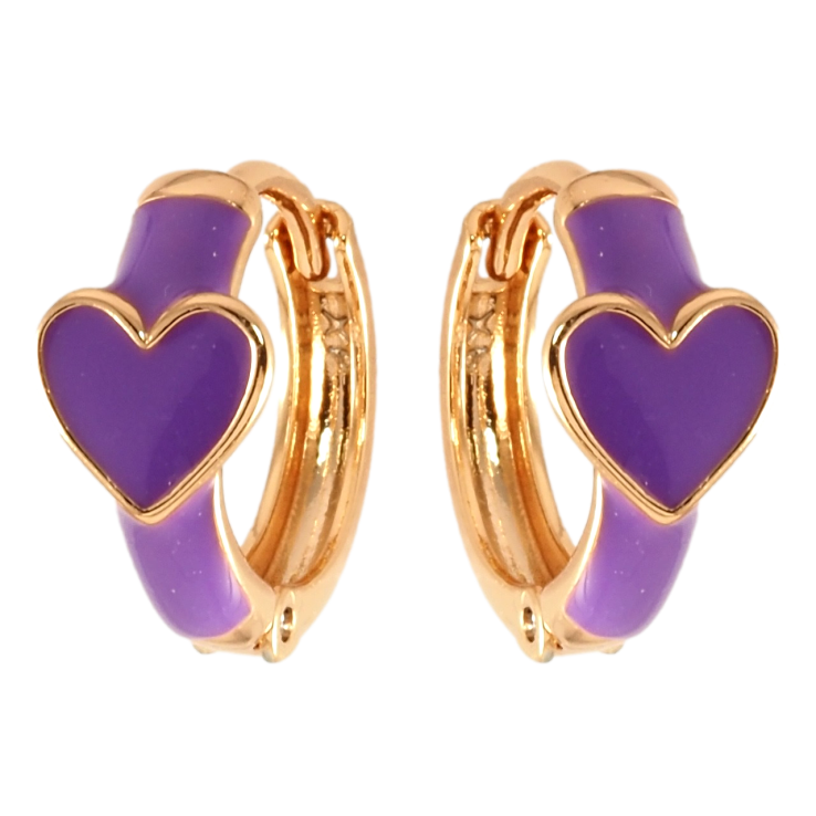 Серьги Xuping Позолота 18K колечки Сердечко с сиреневой эмалью фото №11 Серьги Xuping Позолота 18K колечки Сердечко с сиреневой эмалью фото №11