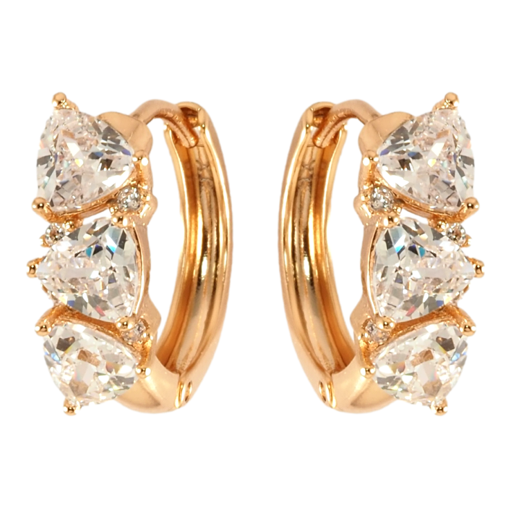 Серьги Xuping Позолота 18K колечки Три кристалла фото №24 Серьги Xuping Позолота 18K колечки Три кристалла фото №24