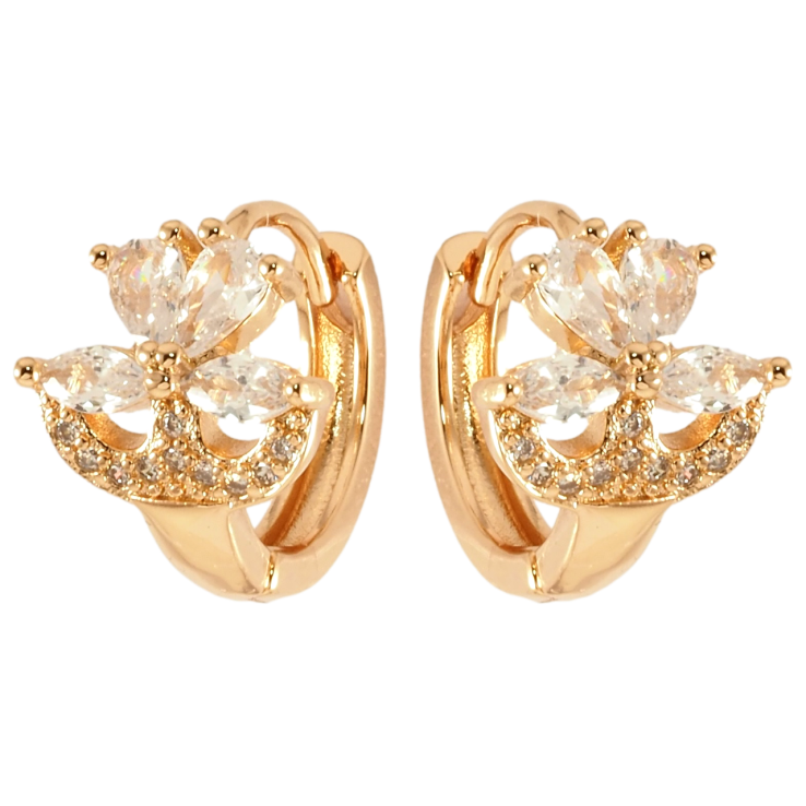 Серьги Xuping Позолота 18K колечки Кристальные цветочки фото №4 Серьги Xuping Позолота 18K колечки Кристальные цветочки фото №4