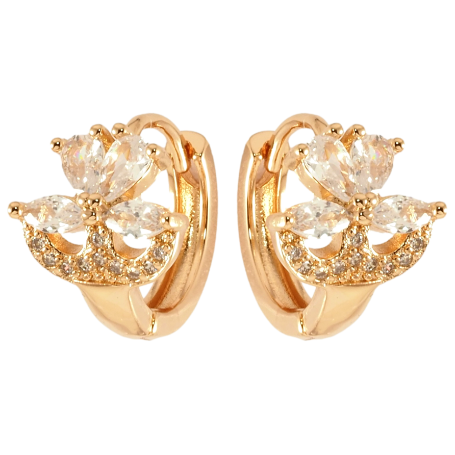 Серьги Xuping Позолота 18K колечки Кристальные цветочки фото №1 Серьги Xuping Позолота 18K колечки Кристальные цветочки фото №1