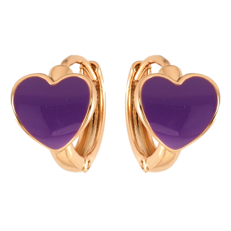 Серьги Xuping Позолота 18K колечки Сердечки с сиреневой эмалью фото №25 Серьги Xuping Позолота 18K колечки Сердечки с сиреневой эмалью фото №25