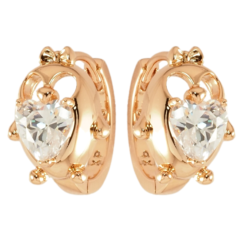 Серьги Xuping Позолота 18K колечки Пингвины с кристальными сердечками фото №2 Серьги Xuping Позолота 18K колечки Пингвины с кристальными сердечками фото №2