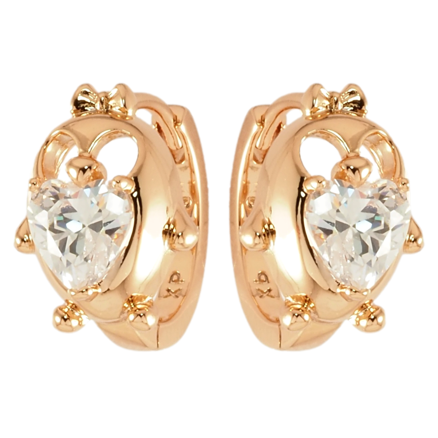 Серьги Xuping Позолота 18K колечки Пингвины с кристальными сердечками фото №1 Серьги Xuping Позолота 18K колечки Пингвины с кристальными сердечками фото №1