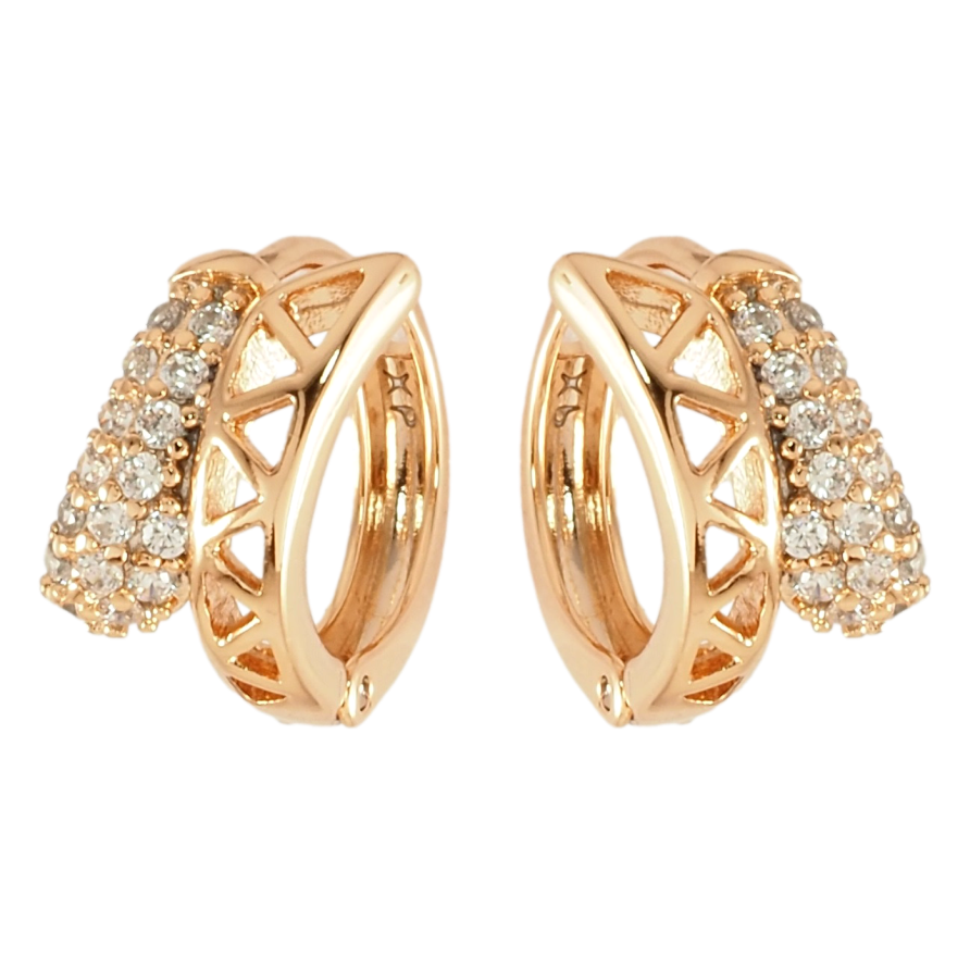 Серьги Xuping Позолота 18K колечки Резной узор с инкрустацией цирконием фото №1 Серьги Xuping Позолота 18K колечки Резной узор с инкрустацией цирконием фото №1