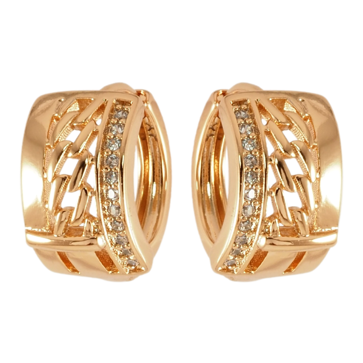 Серьги Xuping Позолота 18K колечки Узор цепочка с дорожкой циркония фото №17 Серьги Xuping Позолота 18K колечки Узор цепочка с дорожкой циркония фото №17