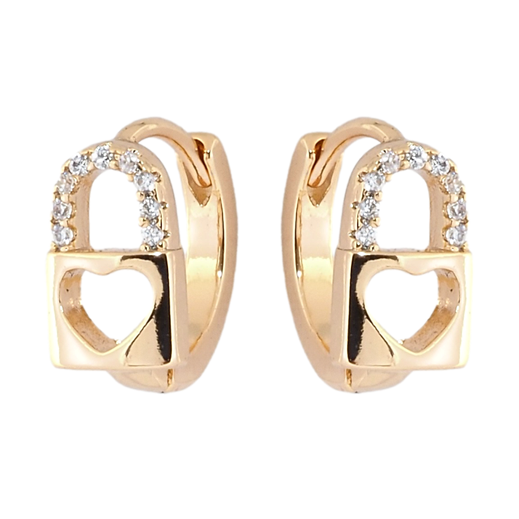 Серьги Xuping Позолота 18K колечки Замочки с сердечками фото №10 Серьги Xuping Позолота 18K колечки Замочки с сердечками фото №10