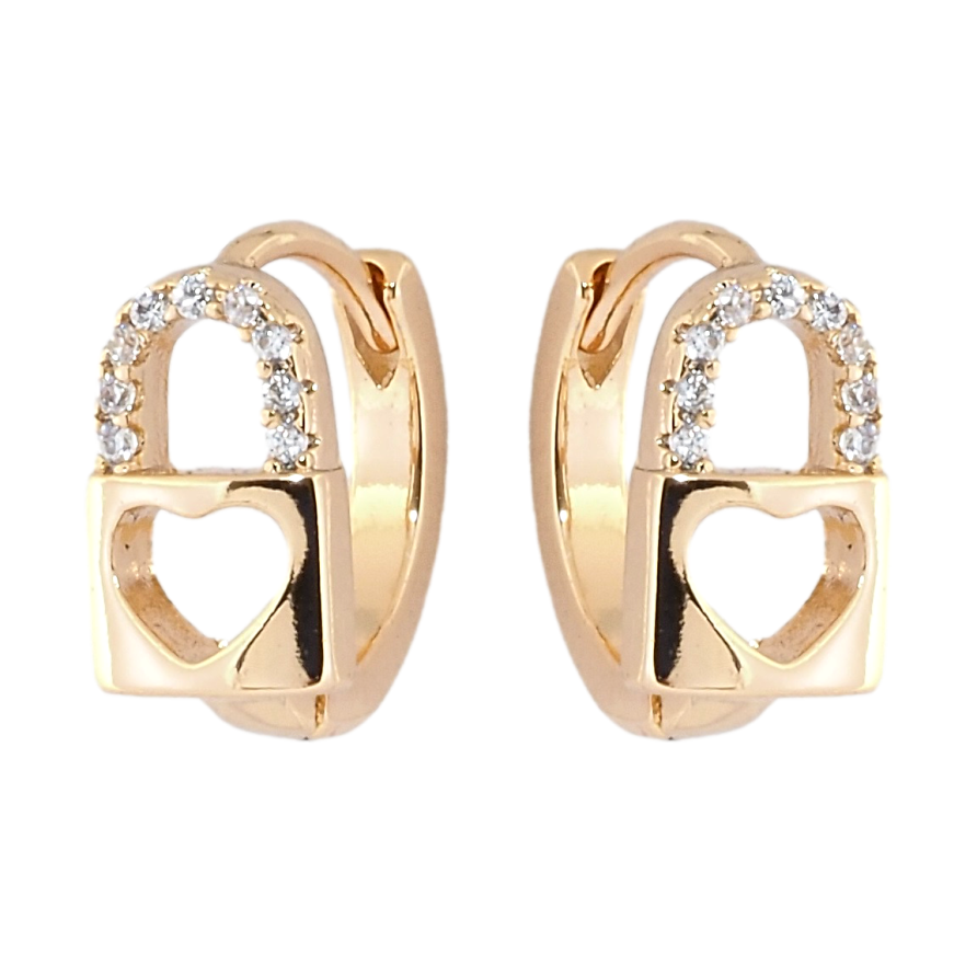 Серьги Xuping Позолота 18K колечки Замочки с сердечками фото №1