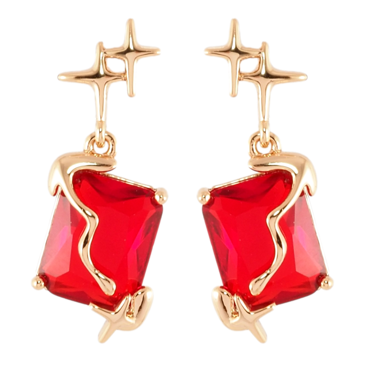 Сережки Xuping Позолота 18K пусети Підвіски з червоними фіанітами фото №8 Сережки Xuping Позолота 18K пусети Підвіски з червоними фіанітами фото №8