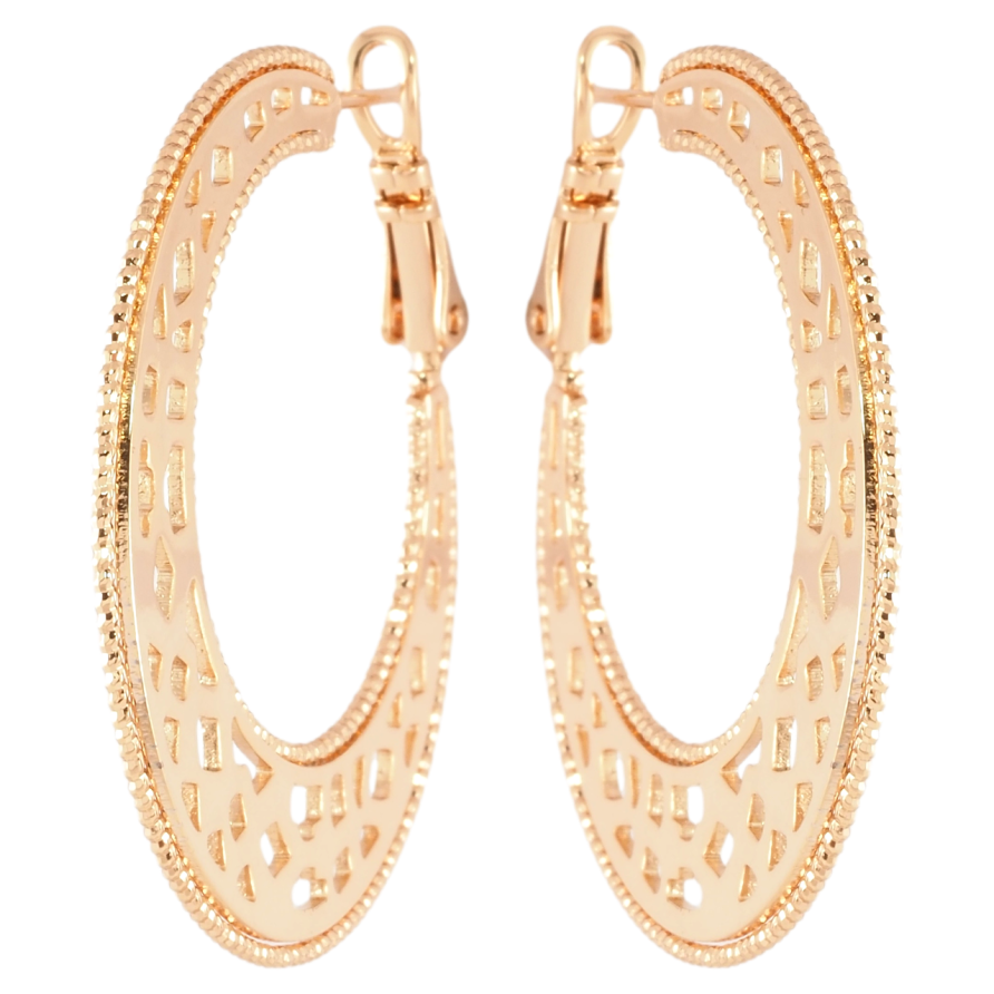 Серьги Xuping Позолота 18K итальянский замок Кольца с боковым узором фото №1 Серьги Xuping Позолота 18K итальянский замок Кольца с боковым узором фото №1