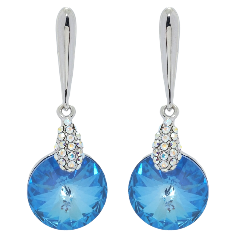 Сережки Xuping колір Родій з кристалами Swarovski пусети Підвіски з кристалом Ocean Delite фото №4 Сережки Xuping колір Родій з кристалами Swarovski пусети Підвіски з кристалом Ocean Delite фото №4