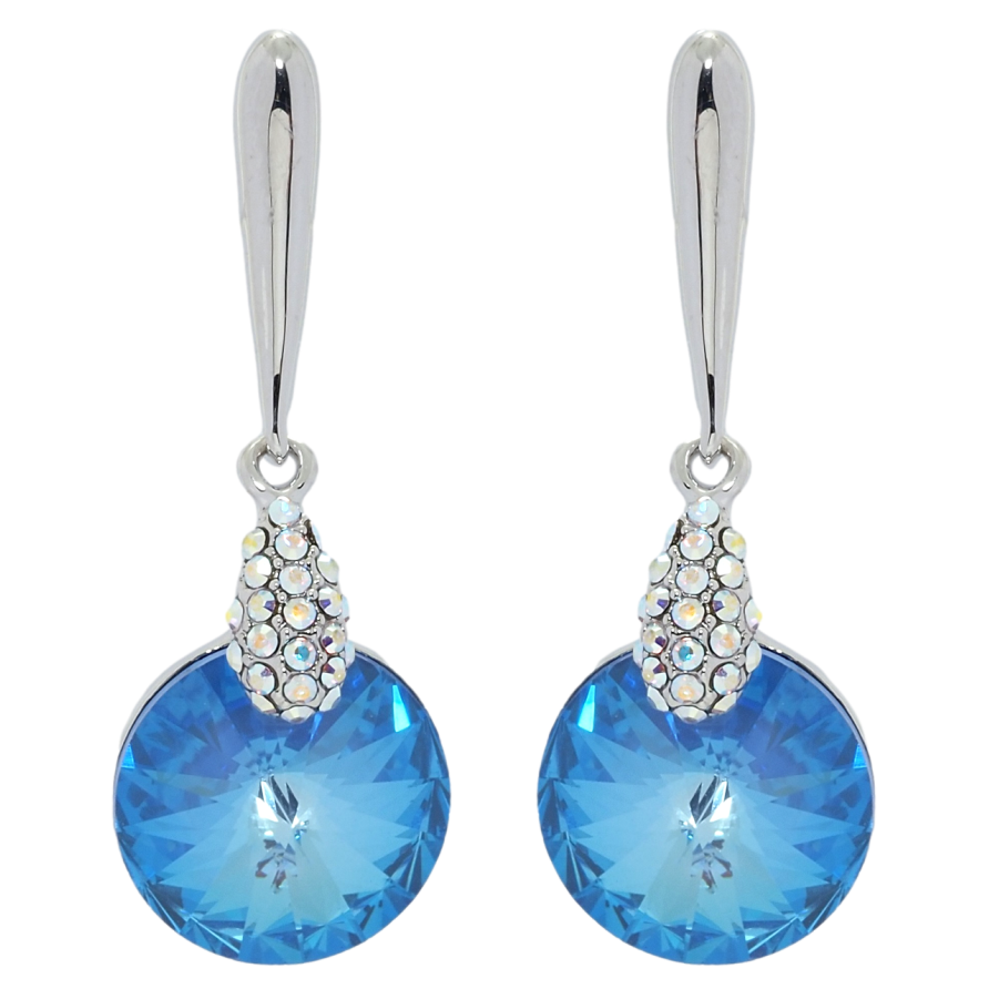 Сережки Xuping колір Родій з кристалами Swarovski пусети Підвіски з кристалом Ocean Delite фото №1 Сережки Xuping колір Родій з кристалами Swarovski пусети Підвіски з кристалом Ocean Delite фото №1