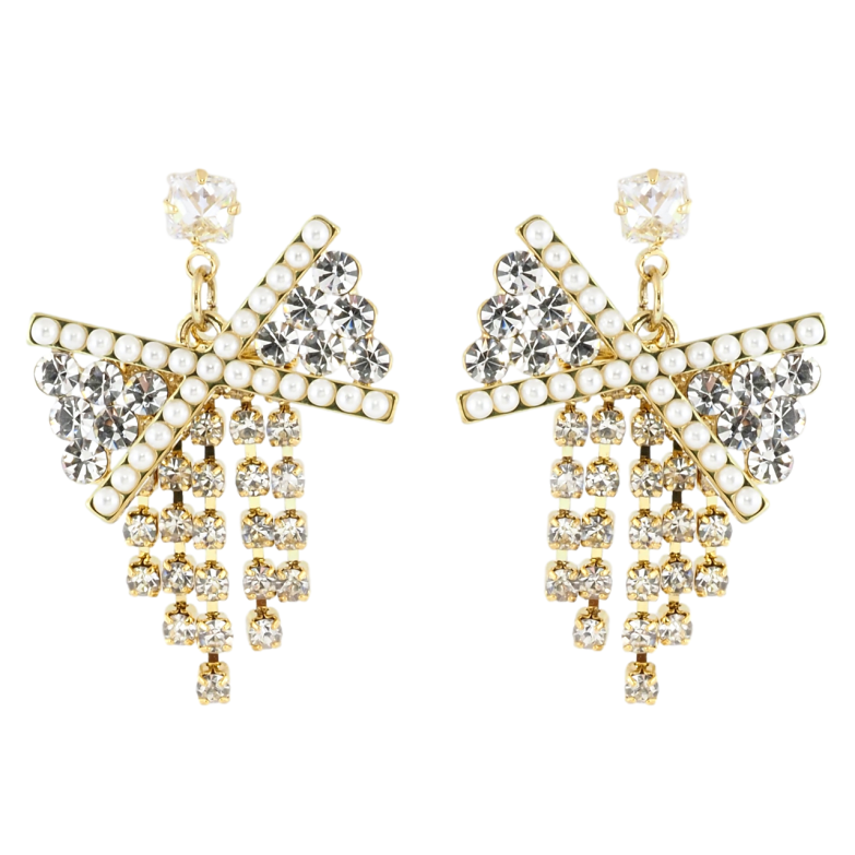 Сережки Xuping QQMM Позолота 14K пусети Банти з цирконієм фото №2