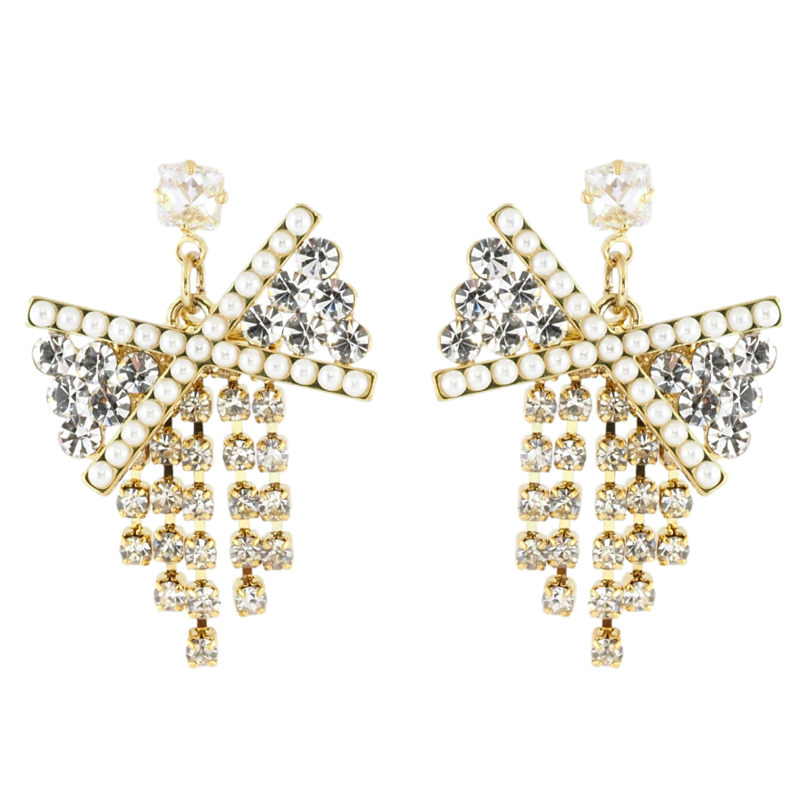 Сережки Xuping QQMM Позолота 14K пусети Банти з цирконієм фото №1