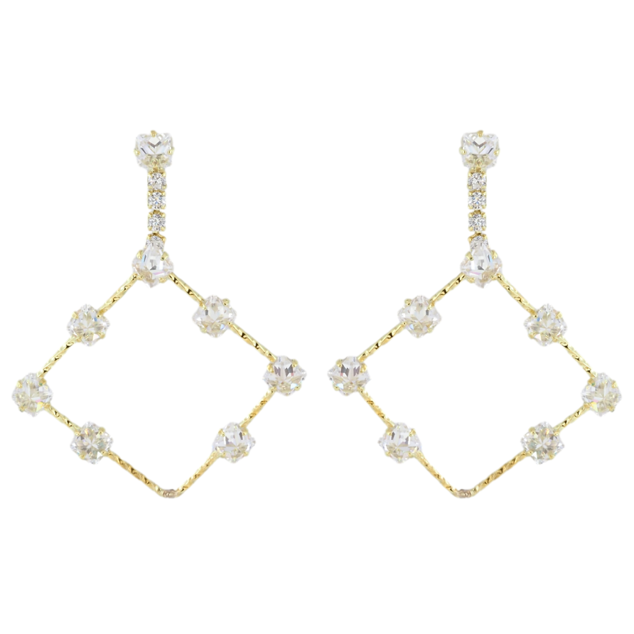 Сережки Xuping QQMM Позолота 14K пусети Ромбові підвіски з цирконієм фото №1 Сережки Xuping QQMM Позолота 14K пусети Ромбові підвіски з цирконієм фото №1