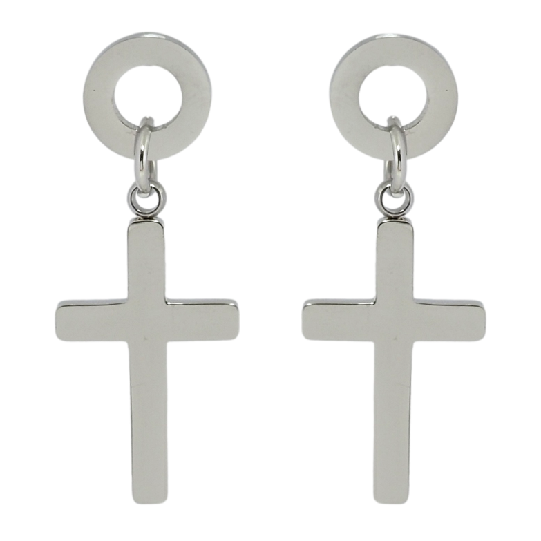 Сережки Xuping TTM Stainless Steel колір Родій пусети Підвіски Хрестики фото №2 Сережки Xuping TTM Stainless Steel колір Родій пусети Підвіски Хрестики фото №2