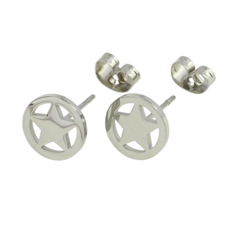 Серьги Xuping TTM Stainless Steel цвет Родий пуссеты Звездочки ø 10мм фото №14