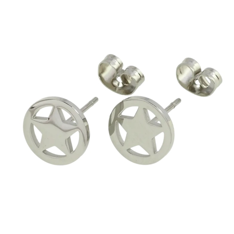 Серьги Xuping TTM Stainless Steel цвет Родий пуссеты Звездочки ø 10мм фото №2 Серьги Xuping TTM Stainless Steel цвет Родий пуссеты Звездочки ø 10мм фото №2
