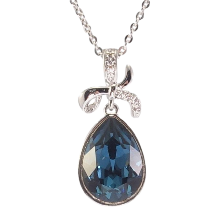 Кулон Xuping колір Родій з кристалами Swarovski на ланцюжку Бант і Кристал Крапля Колір Montana довжина 40-45см фото №19 Кулон Xuping колір Родій з кристалами Swarovski на ланцюжку Бант і Кристал Крапля Колір Montana довжина 40-45см фото №19