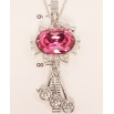 Кулон Xuping колір Родій із кристалами Swarovski на ланцюжку Котик із кристалом Rose довжина 40-45см х 1мм фото №3