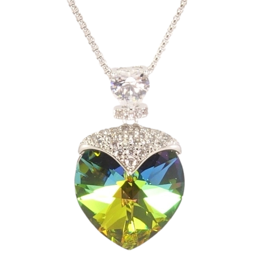 Кулон Xuping колір Родій з кр-ми Swarovski на ланцюжку Кристальне серце Vitrail Medium дл.39-44см х 1мм фото №1 Кулон Xuping колір Родій з кр-ми Swarovski на ланцюжку Кристальне серце Vitrail Medium дл.39-44см х 1мм фото №1