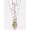 Кулон Xuping колір Родій з кр-ми Swarovski на ланцюжку Кристальна крапелька Luminous Green з листочком дл. 43-48см х фото №2