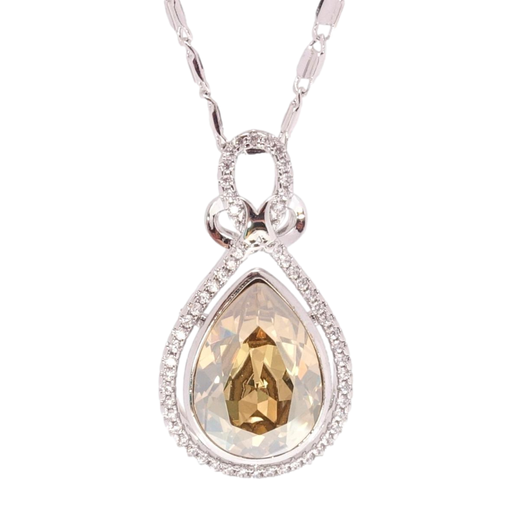 Кулон Xuping колір Родій з кр-ми Swarovski на ланцюжку Кристальна крапля Golden Shadow довжина 45см х 2мм фото №24 Кулон Xuping колір Родій з кр-ми Swarovski на ланцюжку Кристальна крапля Golden Shadow довжина 45см х 2мм фото №24